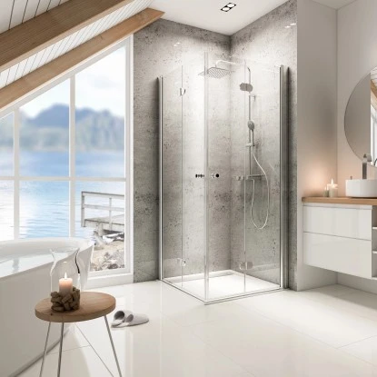 Schulte Eckeinstieg Mit Drehfalttür Garant Echtglas Chrom-Optik 90 Cm X 90 Cm 3 Schulte Eckeinstieg Mit Drehfalttür Garant Echtglas Chrom-Optik 90 Cm X 90 Cm