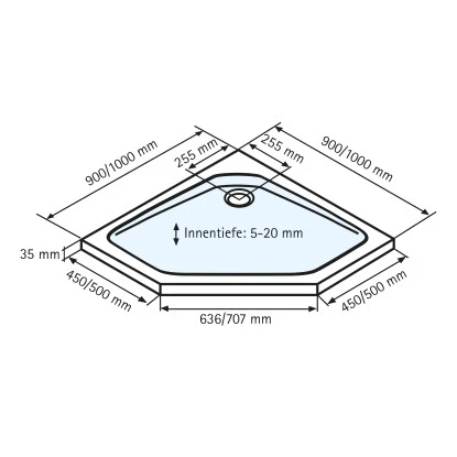 Schulte Duschwanne Fünfeck Extra-flach Alpinweiß Inkl. Füße & Ablauf 100x100 Cm 5 Schulte Duschwanne Fünfeck Extra-flach Alpinweiß Inkl. Füße & Ablauf 100x100 Cm - Image 3