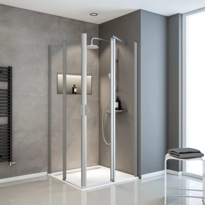 Schulte Eckeinstieg 4-teilig Sunny Alu-Natur Echtglas Klar Hell 180 Cm X 90 Cm 3 Schulte Eckeinstieg 4-teilig Sunny Alu-Natur Echtglas Klar Hell 180 Cm X 90 Cm