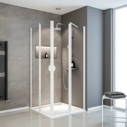 Schulte Eckeinstieg 4-teilig Sunny Alpinweiß Echtglas Klar Hell 180 Cm X 90 Cm 3 Schulte Eckeinstieg 4-teilig Sunny Alpinweiß Echtglas Klar Hell 180 Cm X 90 Cm