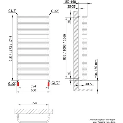 Schulte ExpressPlus Design-Heizkörper Amsterdam II Anschluss Unten 632W 8 Schulte ExpressPlus Design-Heizkörper Amsterdam II Anschluss Unten 632W - Image 6