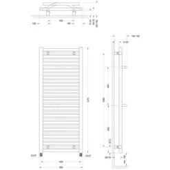 Schulte ExpressPlus Design-Heizkörper Miami Anschluss Unten 643W HxB 121,5x50cm -Badkomfort Verkauf 4060991038228 2053 3