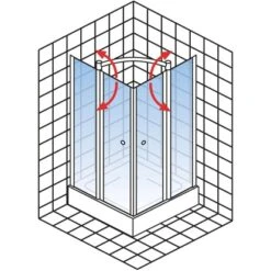 Schulte ExpressPlus Eckeinstieg Mit Drehfalttür Garant Chromoptik 200x80cm -Badkomfort Verkauf 4060991055980 2053 5