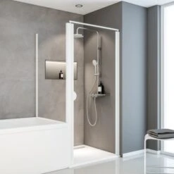 Schulte Sunny Drehtür Mit Verkürzter Seitenwand Echtglas Klar Alpinweiß