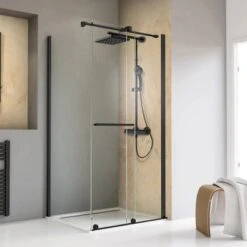 Schulte Schiebetür Toura Mit Seitenwand L 200 X 120 X 80 Cm Schwarz Klar Hell