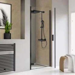 Schulte Drehtür Toura Nische Pendelbar Schwarz 200 X 90 Cm Klar Hell Anschlag L