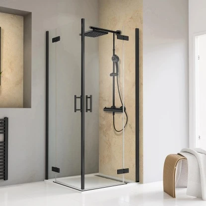 Schulte Eckeinstieg 4-tlg. Toura Pendelbar Schwarz 200 X 100 X 100 Cm Klar Hell 3 Schulte Eckeinstieg 4-tlg. Toura Pendelbar Schwarz 200 X 100 X 100 Cm Klar Hell