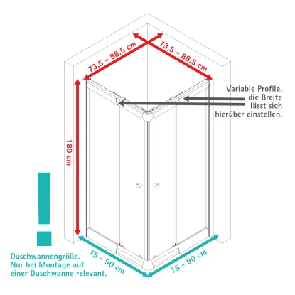 Schulte Eckeinstieg Mit Schiebetüren Sunny 180 Cm X 75-90 Cm Silber Klarglas 8 Schulte Eckeinstieg Mit Schiebetüren Sunny 180 Cm X 75-90 Cm Silber Klarglas - Image 6