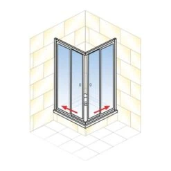 Schulte Eckeinstieg Mit Schiebetüren Sunny 180 Cm X 75-90 Cm Silber Glasdekor -Badkomfort Verkauf 4060991070211 2053 AI 01
