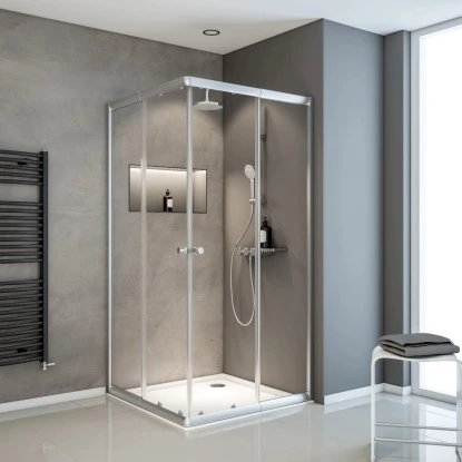 Schulte Eckeinstieg Mit Schiebetüren Sunny 180 Cm X 75-90 Cm Silber Klarglas 3 Schulte Eckeinstieg Mit Schiebetüren Sunny 180 Cm X 75-90 Cm Silber Klarglas