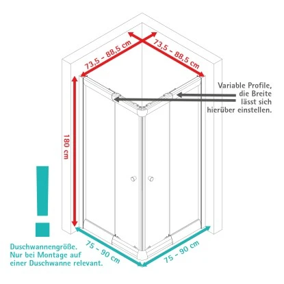 Schulte Eckeinstieg Mit Schiebetüren Sunny 180 Cm X 75-90 Cm Weiß Glasdekor 8 Schulte Eckeinstieg Mit Schiebetüren Sunny 180 Cm X 75-90 Cm Weiß Glasdekor - Image 6