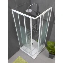 Schulte Eckdusche Sunny Mit Querstreifen 90 X 90 Cm 2-teilig Variabel Alu Natur -Badkomfort Verkauf 6778583 AB02