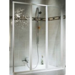 Schulte Badewannenaufsatz 3tlg. Einfaltbar Alpinweiß Kunstglas HxB 140x127cm